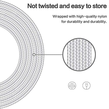 [Apple MFi Certified] 6Pack(3/3/6/6/6/10FT) iPhone Charger Nylon Braided Fast Charging Lightning Cable Compatible iPhone 14Pro/14/13Pro/13/12Pro/12/11and More-Silver&White