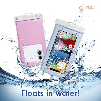 Sonix Waterproof Phone Pouch - Floating Phone Case Dry Bag w/Crossbody Lanyard - Beach Cruise Travel Essentials - Compatible w/All Devices, Touchscreen Friendly | Jelly Pink - color: Jelly Pink