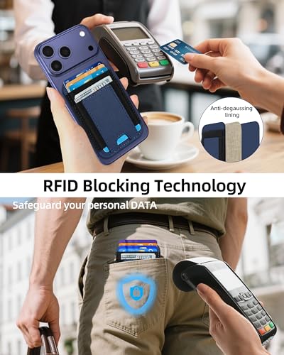 Upgraded for Magsafe Wallet, 7 Card Holder, RFID Blocking, Stronger Magnets | Magnetic Wallet for iPhone 17/16/15/14/13/12 Series, for iPhone Wallet Magsafe with 2 Card Slots, Vegan Leather, Navy Blue - color: Blue-Upgraded
