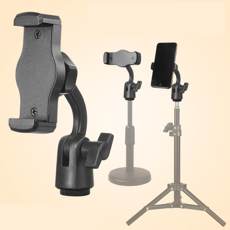 2 Pack Boom Arm Phone Holder Clip Adapter with 5/8 inch and 1/4 inch Screw Socket Mount Phone Clamp Bracket for Smartphones