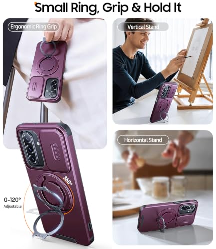 JAME for Samsung Galaxy A17/A16 5G Phone Case with Stand Slide Camera Cover - color: Dark Cherry, size: Galaxy A16/A17