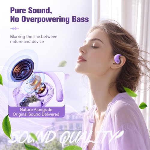 Xmenha Over The Ear Earbuds Open Ear Headphones Over The Ear Headphones - color: Purple, style: Normal