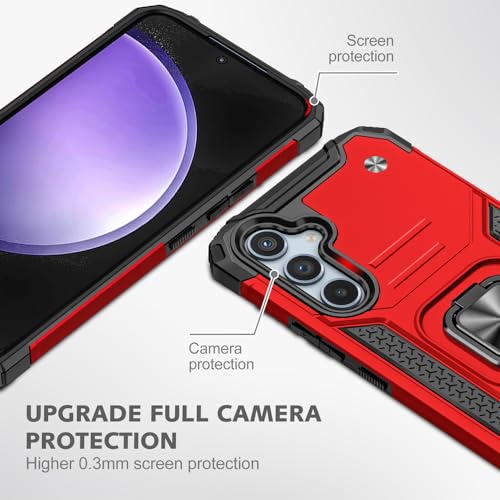 for Samsung S23 FE Case: S23 FE Case with Screen Protector: (Heavy Duty) Military Grade 360° Rotatable Kickstand Shockproof Protective Cases for Samsung Galaxy S23 FE (Red) - color: Samsung S23 FE Case Red