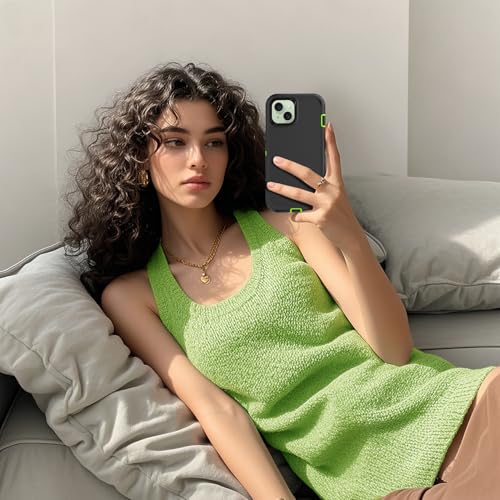 for iPhone 15 Case Heavy Duty Protective Shockproof Dropproof 3-Layer Full Body Protection [Without Screen Protector] Tough Rugged Cover for Apple iPhone 15 6.1 inch 2023,Navy Grey/Green - color: Navy Grey/Green