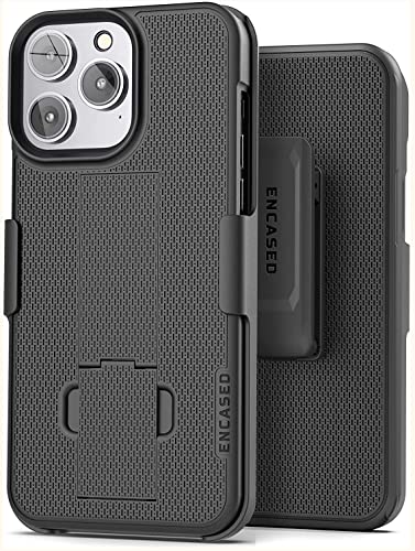 Encased DuraClip Designed for iPhone 13 PRO Belt Clip Case (2021) Slim Phone Cover with Holster (Black) - size: iPhone 13 Pro