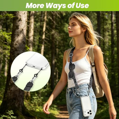 takyu Multifunctional Phone Lanyard, 3 in 1 Cell Phone Detachable Adjustable Crossbody Strap & Neck Lanyard & Wrist Lanyard with 2x Tether Tab for Most Smartphones, Outdoor Travel Essential Black - color: Blackx1