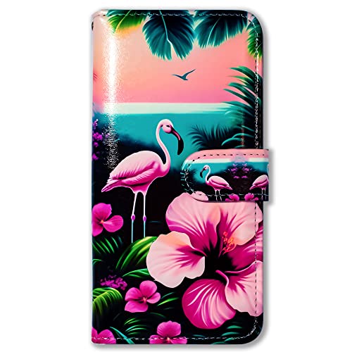 Bcov Case for iPhone 17 Pro,Pink Flamingo Flowers Bird Leather Flip Phone Case Wallet Cover with Card Slot Holder Kickstand Case for iPhone 17 Pro - color: Pink Flamingo Flowers Bird