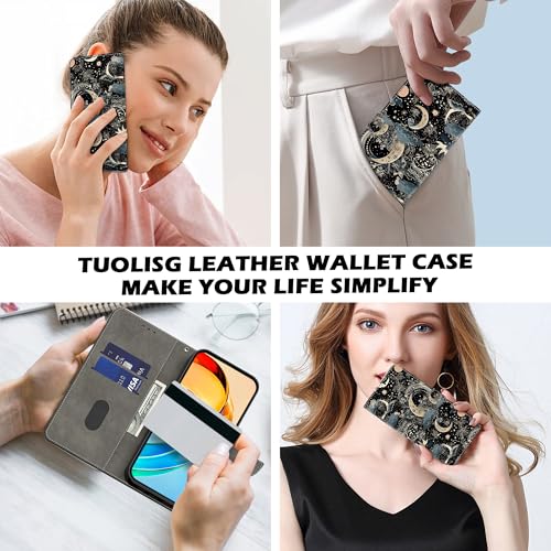 Wallet Case for Google Pixel 10 Pro XL/Pixel 9 Pro XL, PU Leather Folio Protective Cover with Wrist Strap, Magnetic Closure & Credit Card Slots, Moon - color: Moon, size: Google Pixel 10 Pro XL & 9 Pro XL