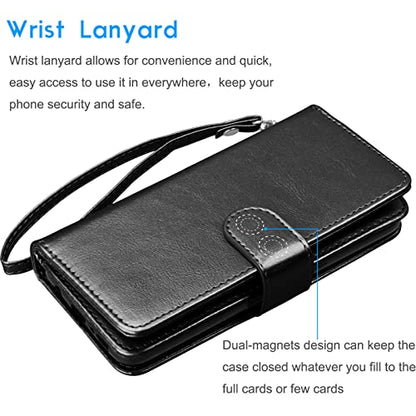 Tekcoo Wallet Case Compatible with iPhone 14 Pro Max (6.7 inch) 2022 Luxury ID Cash Credit Card Slots Holder Carrying Pouch Folio Flip PU Leather Cover [Detachable Magnetic Hard Case] - Black - color: W-Black, size: IP 14 Pro Max (6.7")
