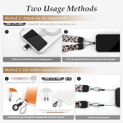 Multifunctional Phone Lanyard Adjustable Anti-Theft Crossbody Phone Strap - color: Leopard Print