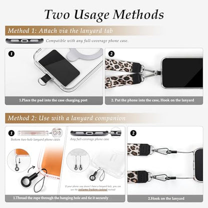 Multifunctional Phone Lanyard Adjustable Anti-Theft Crossbody Phone Strap - color: Leopard Print