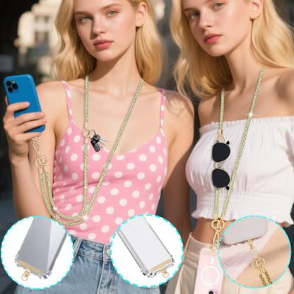 Crystal Phone Lanyard Crossbody Adjustable Rhinestone Anti-Theft Phone Strap Crossbody Cell Phone Neck Strap for Women - color: Light Yellow