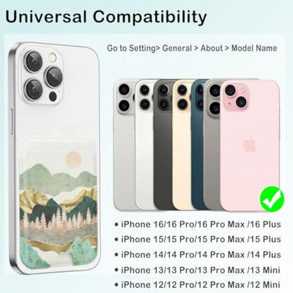 for MagSafe Wallet,Magnetic Card Holder for Phone Case - color: Summer Mountain