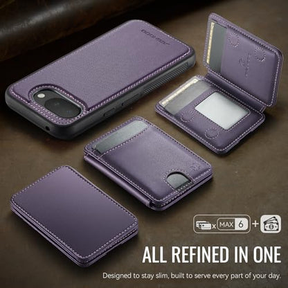 Wallet Case for Google Pixel 10a Compatible with MagSafe for Men Women, 2 in 1 Detachable Magnetic Phone Case with Card Holder Kickstand RFID Blocking for Pixel 10a (Purple) - color: Purple