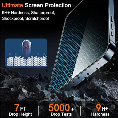 Milomdoi Privacy Screen Protector for iPhone 15 Pro Max, Tempered Glass | 3+3 Pack, 9H+ Hardness, Camera Lens Protector, Military Grade Shatterproof, Easy Installation, No Bubbles, Case Friendly - size: iPhone 15 Pro Max 6.7 inch