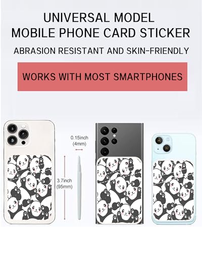Phone Card Holder, Dual Pocket Leather Phone Wallet Adhesive Stick On, Cute Card Holder, Credit Card Holder for Phone Case Cute Pandas - color: Cute Pandas