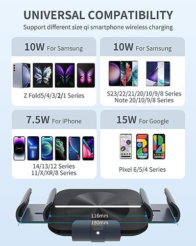 Wireless Car Charger Cup Holder Mount,for Galaxy Z Fold & iPhone