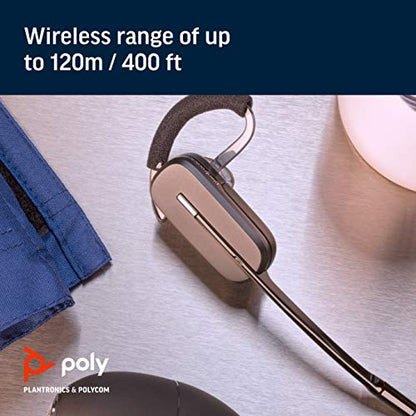 Plantronics - CS540 Wireless DECT Headset (Poly) - Single Ear (Mono) Convertible (3 Wearing Styles) - Connects to Desk Phone - Noise Canceling Microphone