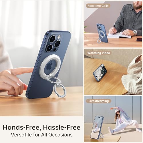 SYNCWIRE Magnetic Phone Ring Holder, for MagSafe Phone Grip Stand Kickstand - color: White