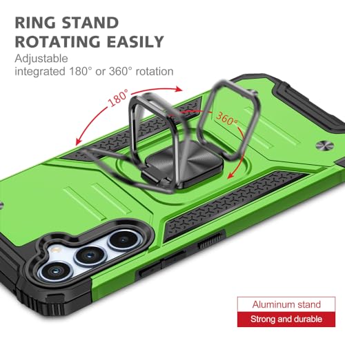 for Samsung S23 FE Case: S23 FE Case with Screen Protector: (Heavy Duty) Military Grade 360° Rotatable Kickstand Shockproof Protective Cases for Samsung Galaxy S23 FE (Green) - color: Samsung S23 FE Case Green