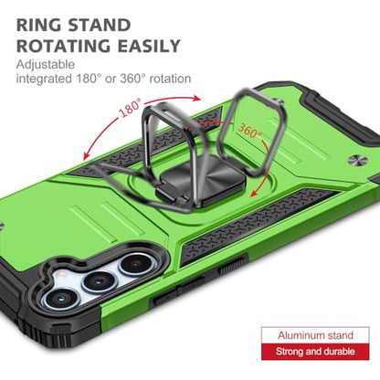 for Samsung S23 FE Case: S23 FE Case with Screen Protector: (Heavy Duty) Military Grade 360° Rotatable Kickstand Shockproof Protective Cases for Samsung Galaxy S23 FE (Green) - color: Samsung S23 FE Case Green