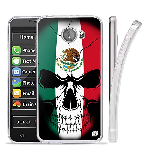 Compatible with GreatCall Jitterbug Smart2 (5.5” Screen) Smartphone Compatible with Seniors/Phone Skin Case Slim - color: Mexican Flag Skull