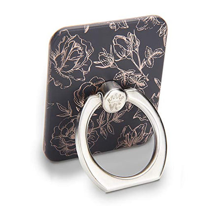 Velvet Caviar Cell Phone Ring Holder - Finger Ring & Stand - Improves Phone Grip Compatible with iPhone, Galaxy and Most Cases (Except Silicone/Leather) - Black Rose Gold Flower - color: Floral Rose Gold