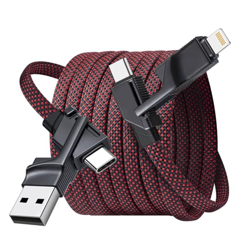 Miger USB C to Lightning Cable, 240W 4 in 1 Charging Cable Fast Charging - color: Red