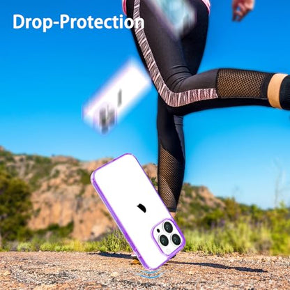 JJGoo Compatiable with iPhone 13 Pro max Case Clear, Transparent Shockproof Phone Case, Slim Anti-Scratch Hard PC Back Protective Cover Bumper, Transparent Purple - color: Transparent Purple
