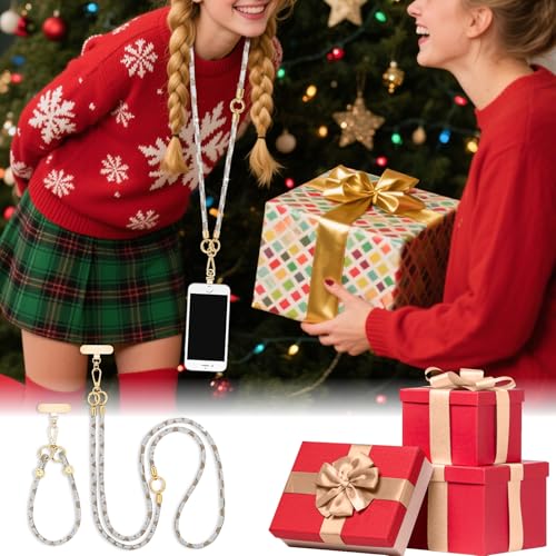 ABJFJE Crystal Phone Lanyard Crossbody & Wrist Strap Phone Strap Crossbody & Wrist Lanyard Anti Theft Phone Strap for Women - color: Brown+wite