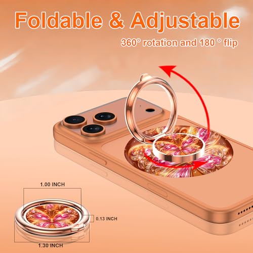 Magnetic Phone Ring Holder for MagSafe Grip,[Super Magnet],Stylish 360° Rotation Cell Phone Grip Stand Finger Ring Kickstand for iPhone 17 16 15 14 Pro Max,iPad and Smartphones,Light - color: Light Orange