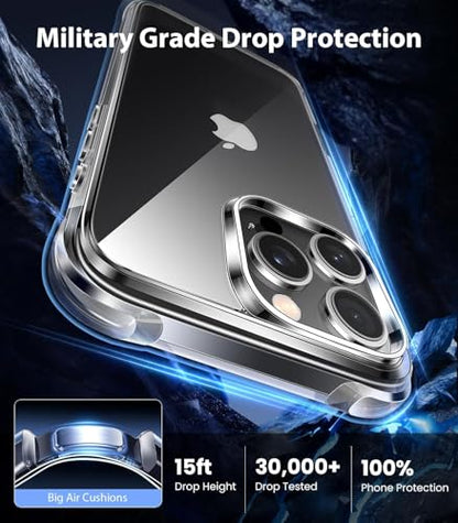 5 in 1 Clear Case for iPhone 16 Pro 6.3-Inch, with 2 Screen Protector and 2 Camera Lens Protector, 9H Edge Protection Tempered Glass Film, Shockproof Drop Transparent Protection Cover - size: iPhone 16 Pro