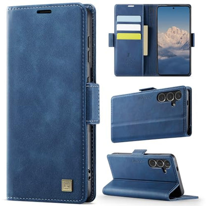 Wallet Case for Samsung Galaxy S25 FE 6.7'' RFID Blocking Credit Card Holder Magnetic Closure Kickstand PU Leather Flip Phone Case Shockproof TPU Inner Protective Cover Blue - color: Blue, size: Samsung Galaxy S25 FE