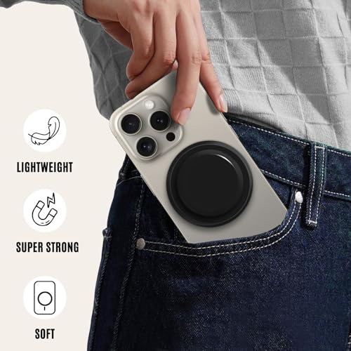 for MagSafe Phone Grip,Soft Silicone Magnetic Collapsible Cell Phone Finger Grip for iPhone 17/16/15/14/13,12 and Smartphones Tablets - Black - color: Black