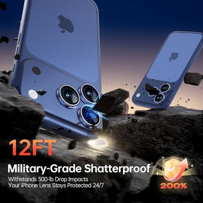 2 Pack Camera Lens Protector for iPhone 17 Pro Max/17 Pro/16 Pro Max/16 Pro/15 Pro Max/15 Pro/14 Pro Max/14 Pro [1:1 Invisible Fit] Military Grade Glass & Metal Camera Lens Cover, Blue - color: Blue