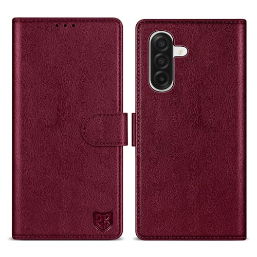 ZZXX for Samsung Galaxy A17 5G Wallet Case with [RFID Blocking] Card Slot Kickstand Magnetic Closure PU Leather Flip Fold Protective Phone Case for Samsung Galaxy A17(Wine Red-6.7 inch) - color: Wine Red