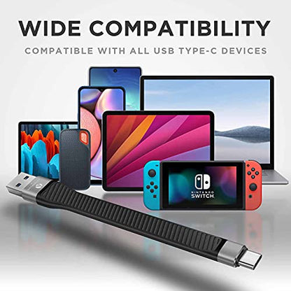 Short USB-A to USB-C Cable, 5.5 inch, 10Gbps, for iPhone 15/16, iPad, MacBook, Samsung Galaxy, Tablets, Laptops, Portable SSD, Android Auto - style: USB-A to C (10G)