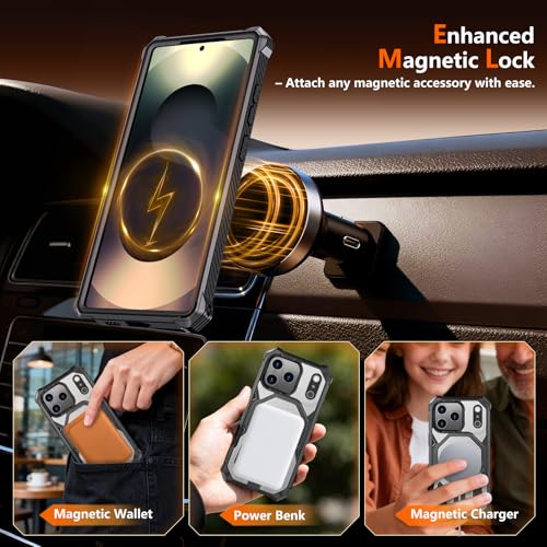 for iPhone 17 Pro Max Case with Kickstand, [15FT Military-Grade Drop Protection] [Compatible with MagSafe] Rugged Shockproof Heavy Duty Magnetic iPhone 17 Pro Max Phone Case Cover (Gray) - color: Gray