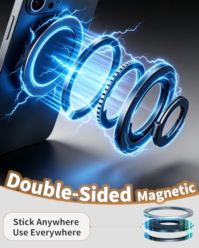 Ultra-Thin Magnetic Phone Ring Holder Grip for Magsafe Accessories - color: Black