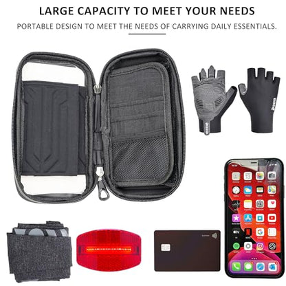 Waterproof Bike Phone Bag with Touchscreen, Bicycle Frame Phone Holder Fits Up to 7 Inch Phones, Cycling Top Tube Bag with Sun Visor for Road Bike & MTB - style: Minimalist, Sporty