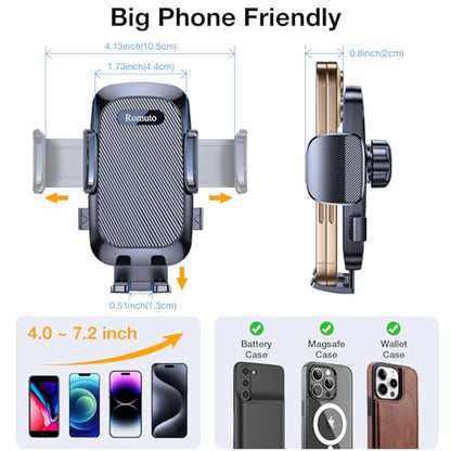 Romuto Phone Holders for Your Car Phone Holder Mount【90+LBS Suction Cup】 - color: Black