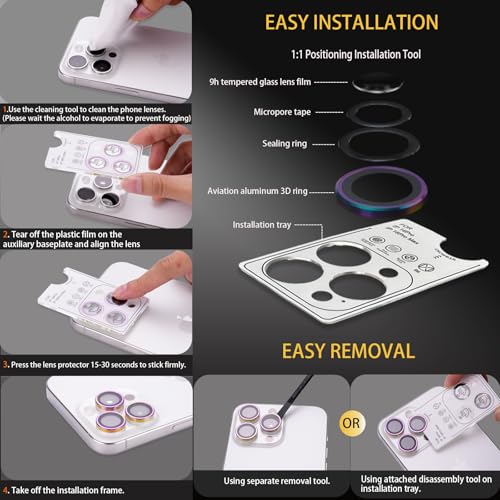 Camera Lens Protector for iPhone 16 Pro/16 Pro Max, Black - color: Black