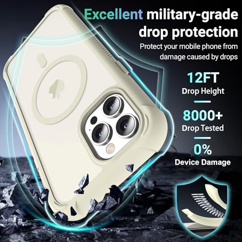 Magnetic for iPhone 12 Pro Max Case Heavy Duty Protection Antique White | Compatible with MagSafe,Military Grade Drop Protection,Translucent Matte,Non-Slip,Shockproof 2-Layer Durable Bumper Case - color: Antique White, size: iPhone 12 Pro Max