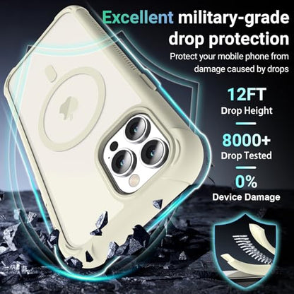 Magnetic for iPhone 12 Pro Max Case Heavy Duty Protection Antique White | Compatible with MagSafe,Military Grade Drop Protection,Translucent Matte,Non-Slip,Shockproof 2-Layer Durable Bumper Case - color: Antique White, size: iPhone 12 Pro Max