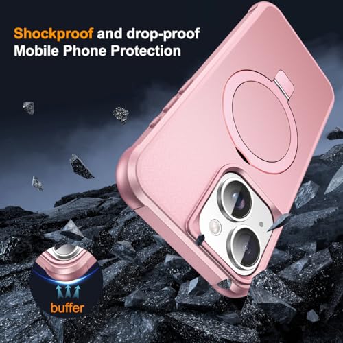 SKYLMW Compatible with iPhone 15 Plus Case with Stand,Rose Gold | iPhone 15 Plus Phone Case 6.7",Magnetic Ring Stand,Compatible with MagSafe,Military-Grade Plustection,Great Grip Feeling - color: Rose Gold, size: Iphone 15 Plus