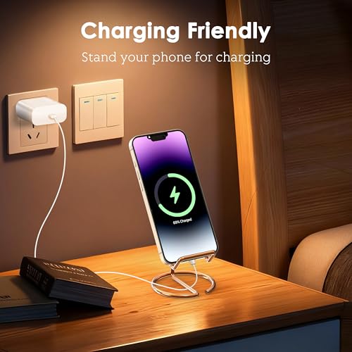 Metal Cell Phone Stand for Desk, Cute One-Piece Phone Holder, Stable Desktop Display Dock for iPhone, iPad, Samsung, Tablets & All Mobile Phones, Rose Gold - 2 - color: Rose Gold - 2