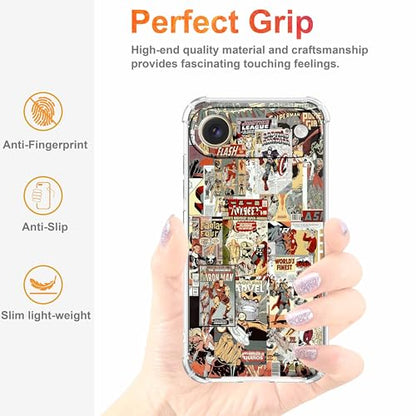 Case for iPhone Air with Superhero Design,Cartoon Comic Pop Culture Art Collage,Clear Soft TPU Bumper Phone Cover,6.5"(Hero,17Air) - color: Hero, size: iPhone Air