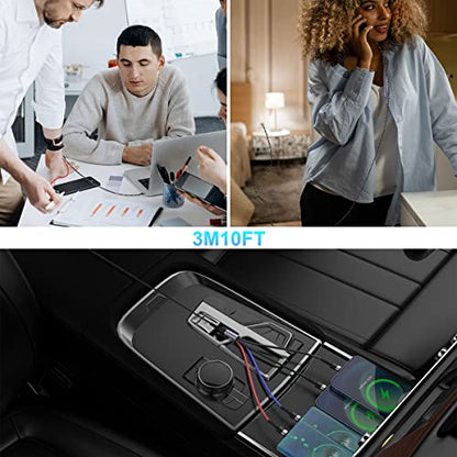 Multi Charging Cable10ft Multi Phone Charger Cable Braided Universal 4 in 1 Charging Cord Extra Long Multiple USB C Cable with IP/USB C C/Micro USB Charger Cables for iPhone/Pad/Galaxy/Pixel and More