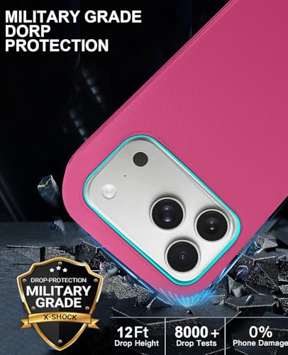 for iPhone 17 Pro Max Case with 2 Camera Lens Protector & 2 Screen Protector, Heavy Duty Full Body Protective Phone Case 6.9" (Pink Blue) - color: 17 Pro Max-PinkBlue