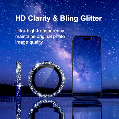 iPhone 17/16/15/14 Pro Max/Pro Camera Lens Protector Glitter - color: Glitter Dark Blue